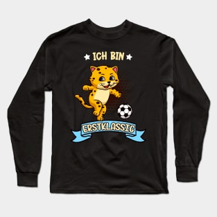 Ich bin Erstklassig Fußball Katze Schulanfang Long Sleeve T-Shirt